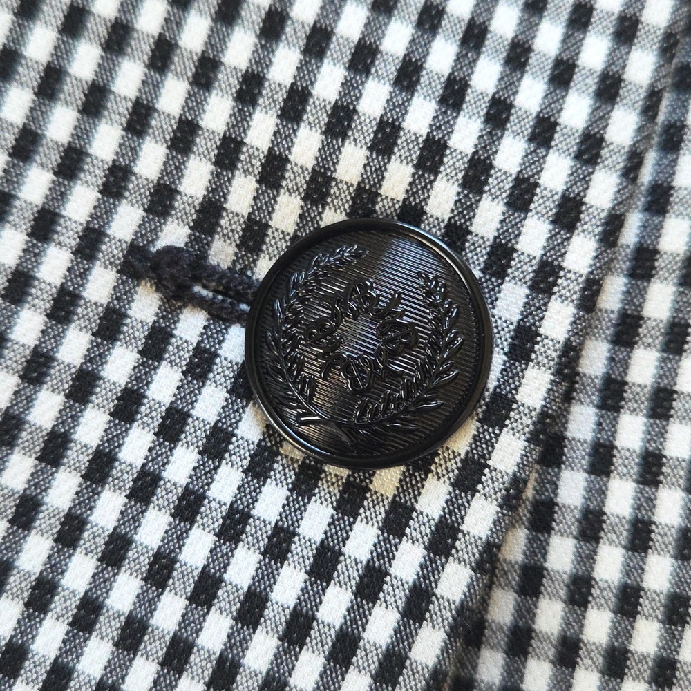White House Black Market Black & White Gingham Cropped Blazer - Size 14 - Picture 6 of 8